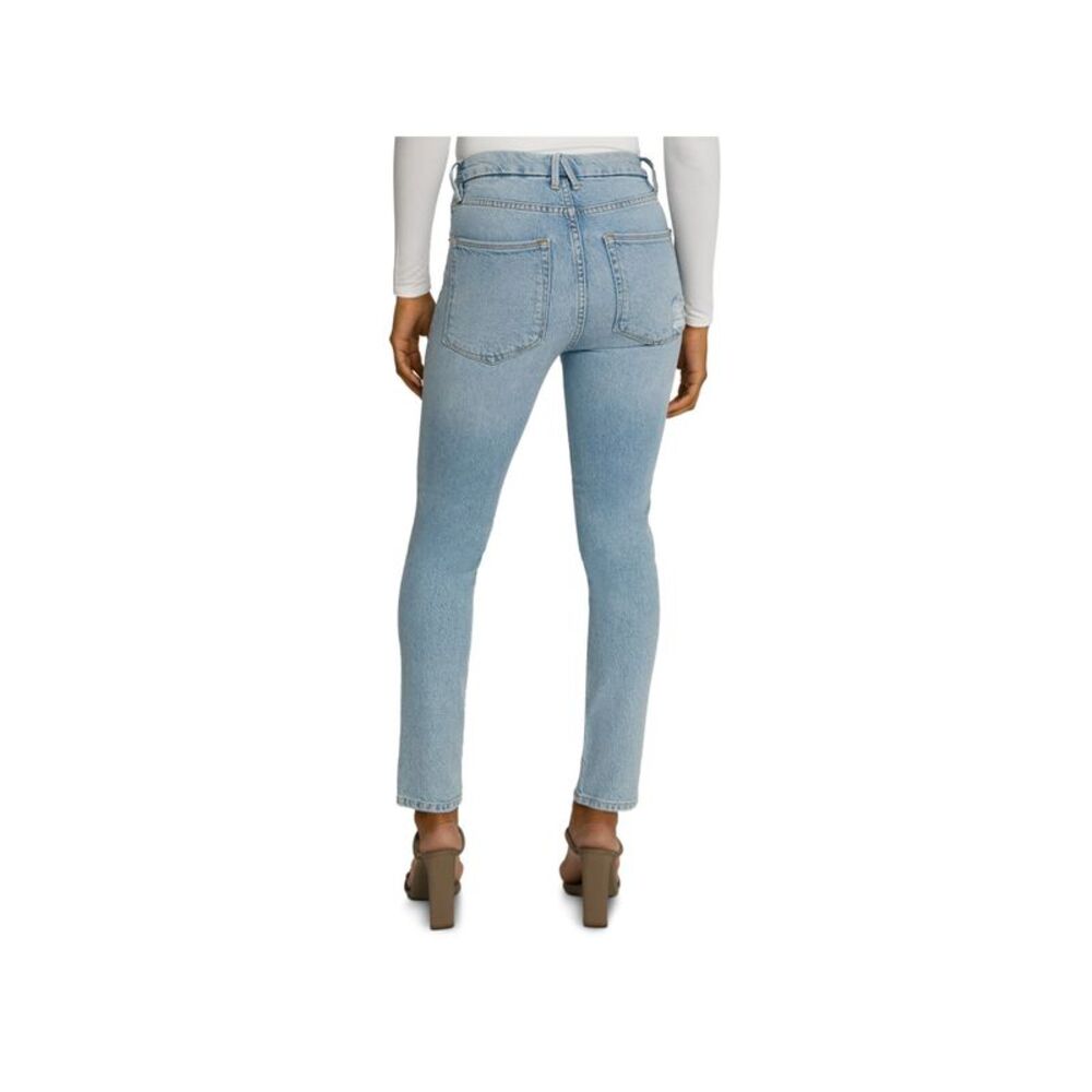 GOOD AMERICAN Womens Blue Zippered Solid High Waist Jeans Size 0 - Picture 2 of 3